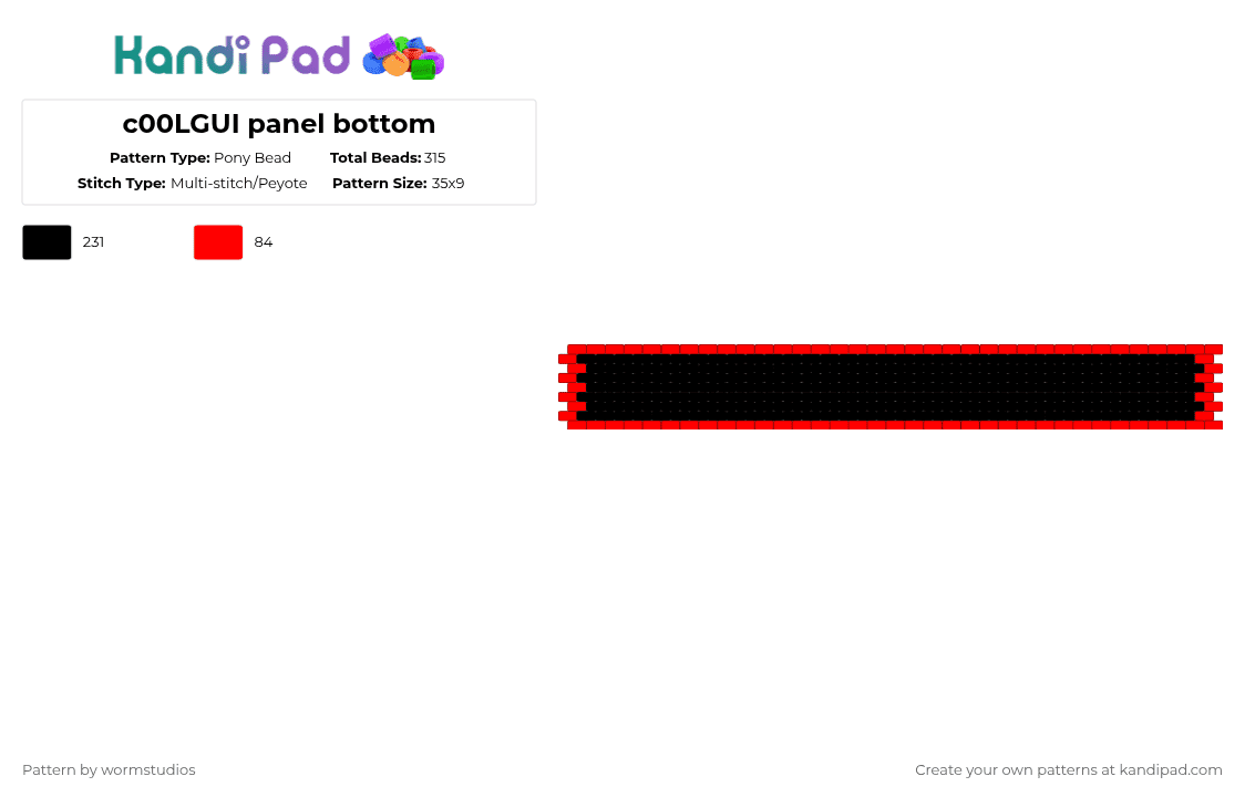 c00LGUI panel bottom - Pony Bead Pattern by wormstudios on Kandi Pad - red,black,c00lgui,007n7,c00lkidd,hacker,roblox,robloxain,kandi bag,forsaken