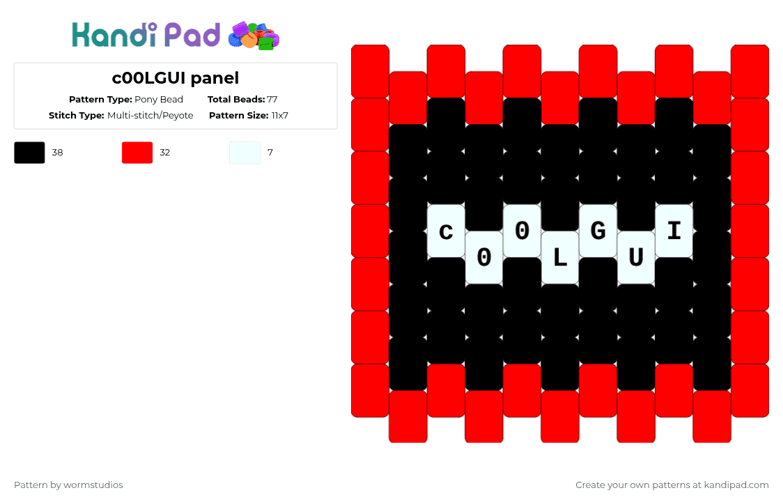 c00LGUI panel - Pony Bead Pattern by wormstudios on Kandi Pad - red,007n7,c00lkidd,c00lgui,forsaken,roblox,robloxia,hacker