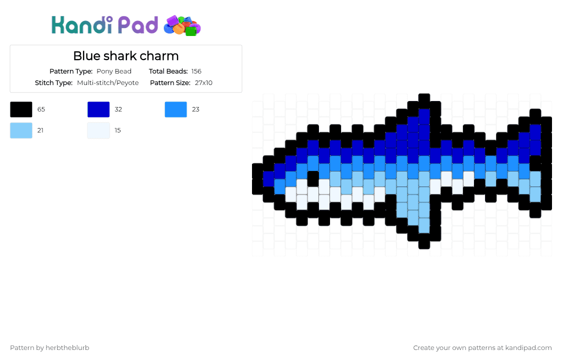 Blue shark charm - Pony Bead Pattern by lifeisagraveandidigit on Kandi Pad - purple,light blue