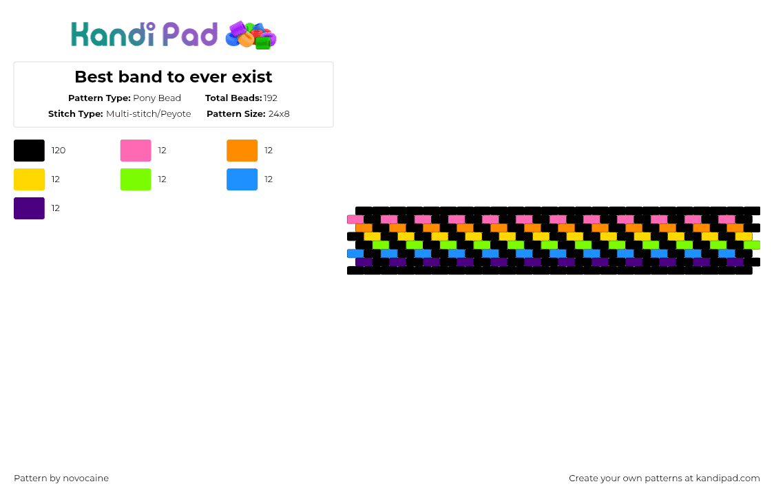 Best band to ever exist - Pony Bead Pattern by novocaine on Kandi Pad - black,orange,green,purple,colorful