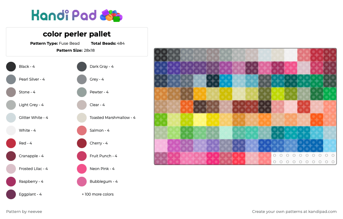 color perler pallet - Fuse Bead Pattern by neevee on Kandi Pad - beige,pink,light blue,teal,yellow,colorful