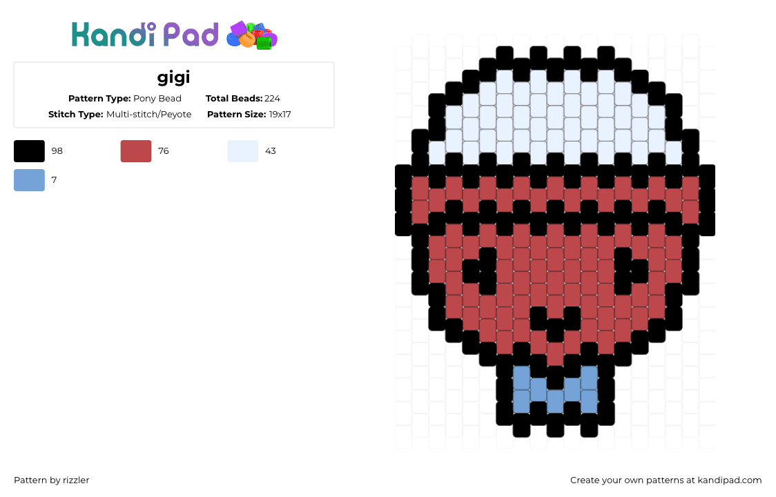 gigi - Pony Bead Pattern by rizzler on Kandi Pad - red