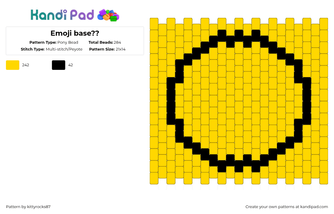 Emoji base?? - Pony Bead Pattern by kittyrocks87 on Kandi Pad - yellow