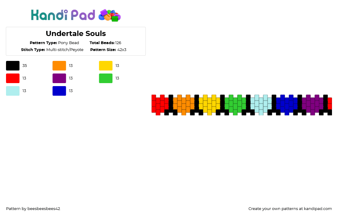 Undertale Souls - Pony Bead Pattern by beesbeesbees42 on Kandi Pad - yellow,pink,light blue,colorful,undertale