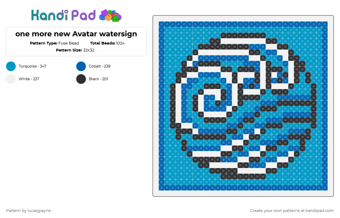 one more new Avatar watersign - Fuse Bead Pattern by lucasjpayne on Kandi Pad - blue,light blue