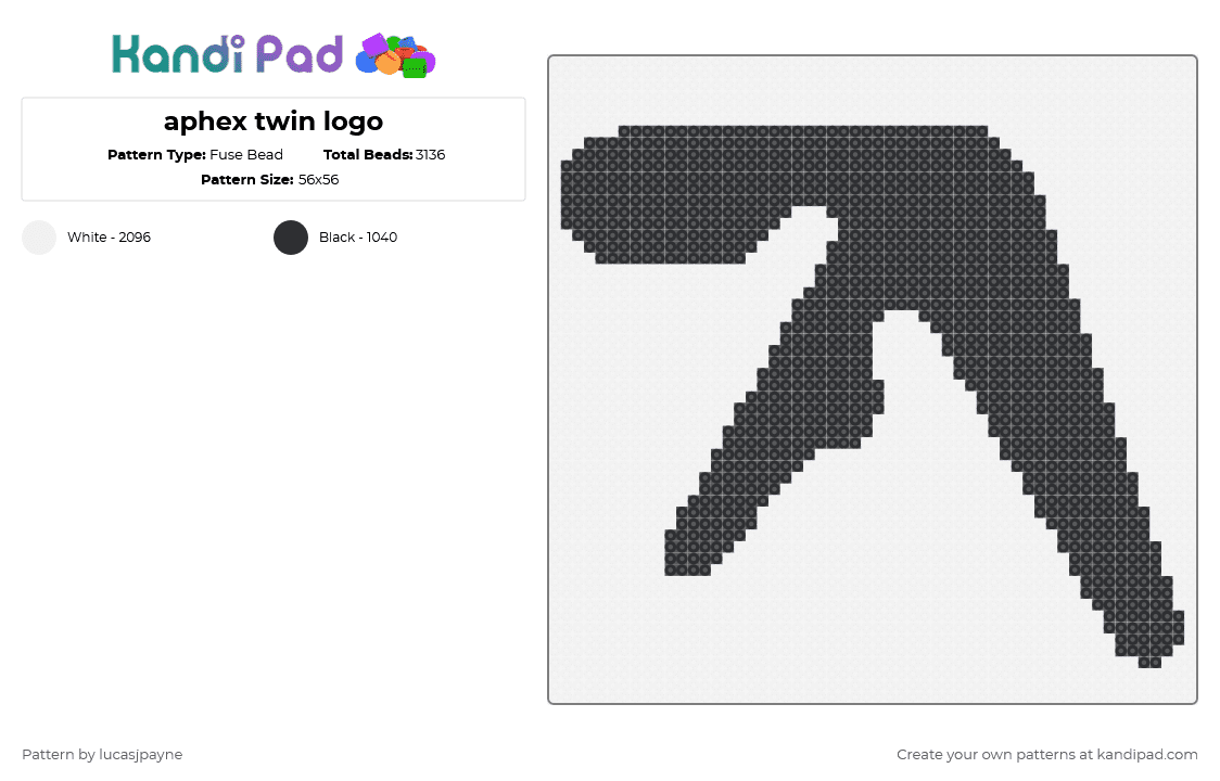 aphex twin logo - Fuse Bead Pattern by lucasjpayne on Kandi Pad - white,black