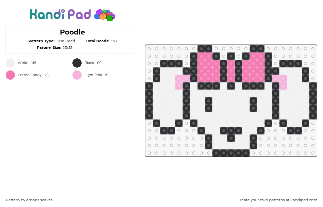 Poodle - Fuse Bead Pattern by emopancakes on Kandi Pad - poodle,dogs,animals,cute