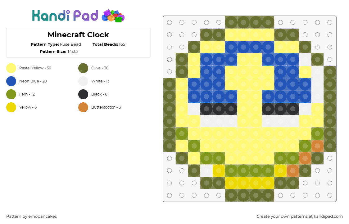 Minecraft Clock - Fuse Bead Pattern by emopancakes on Kandi Pad - minecraft,clock