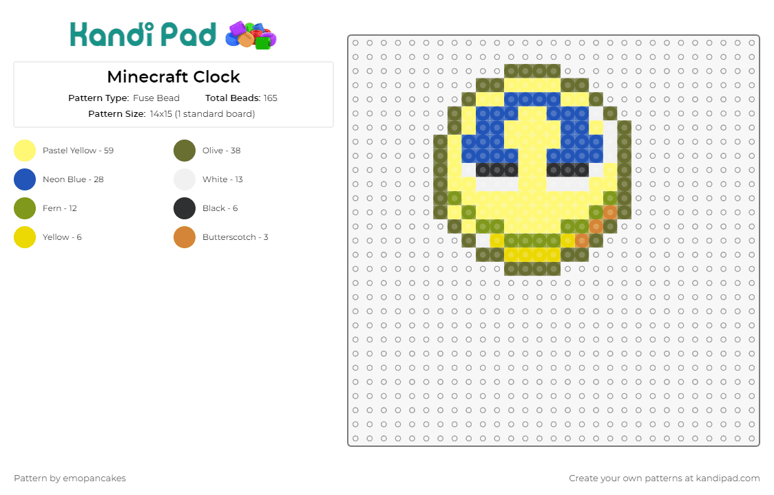 Minecraft Clock - Fuse Bead Pattern by emopancakes on Kandi Pad - minecraft,clock