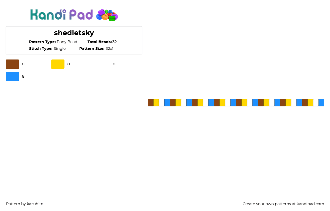 shedletsky - Pony Bead Pattern by kazuhito on Kandi Pad - red,yellow,light blue