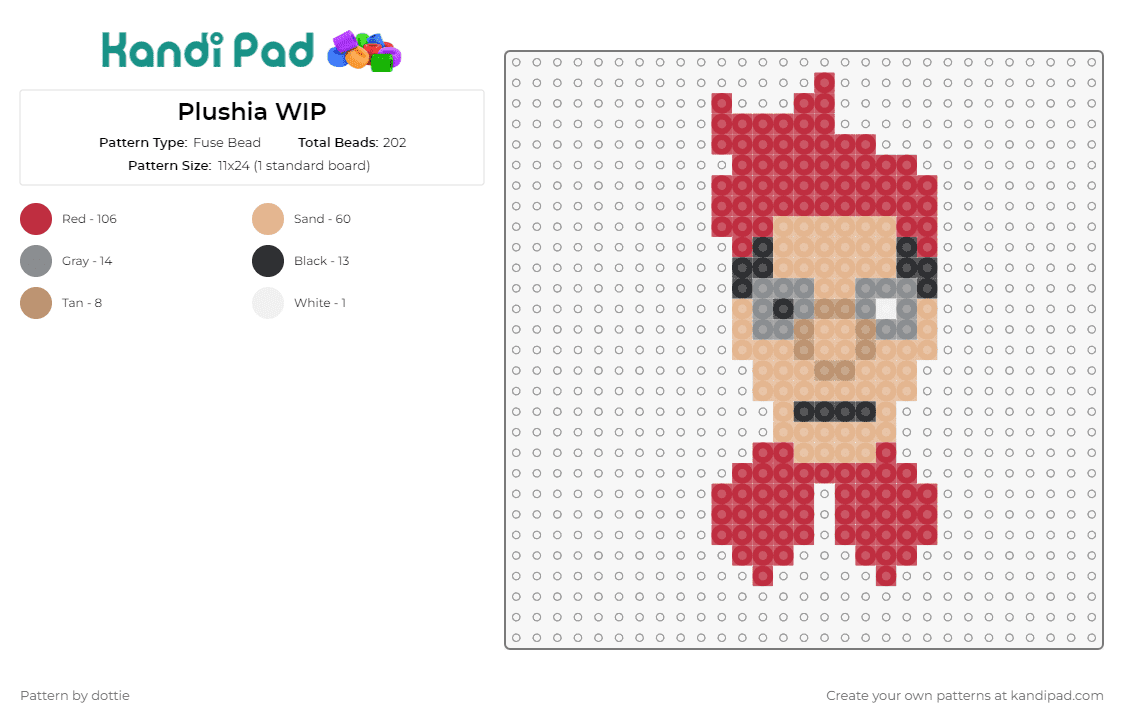 Plushia WIP - Fuse Bead Pattern by dottie on Kandi Pad - cardinal copia,ghost,music,band,rock,frontman,symbolism,red,tan