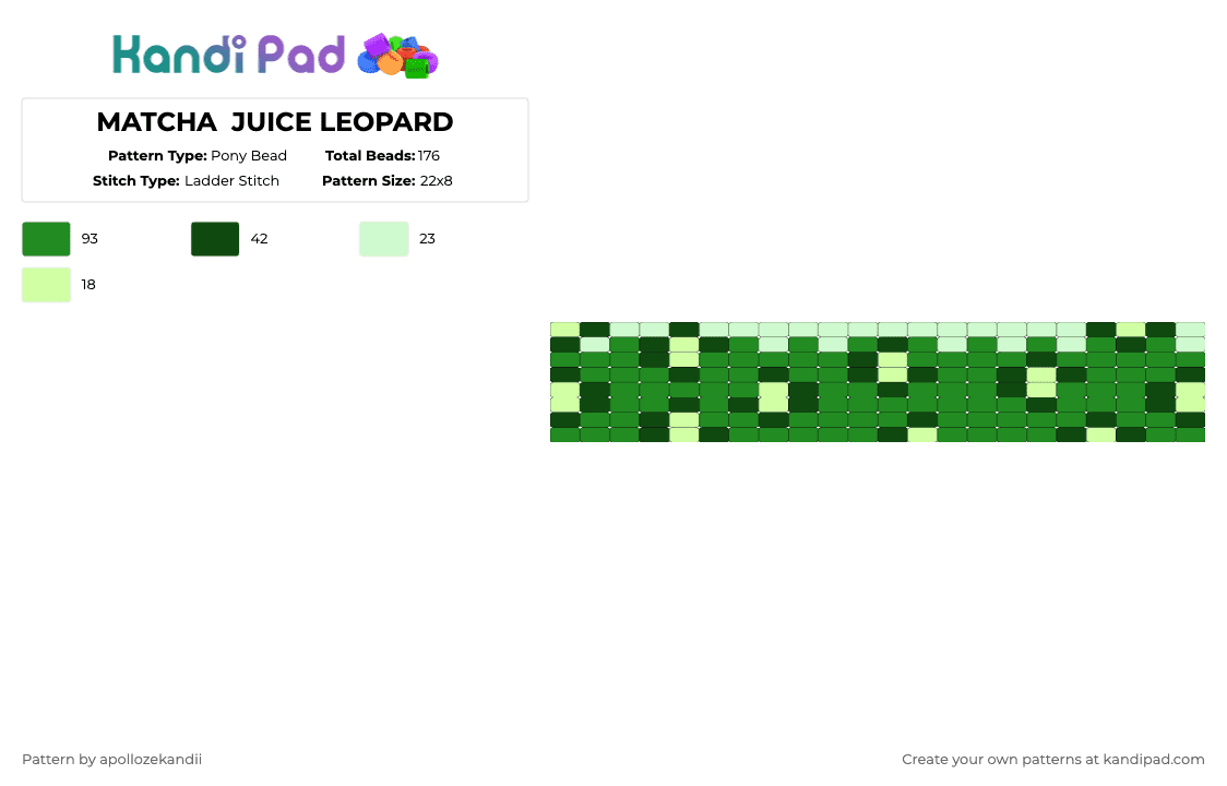 MATCHA  JUICE LEOPARD - Pony Bead Pattern by zombi-scabs on Kandi Pad - green