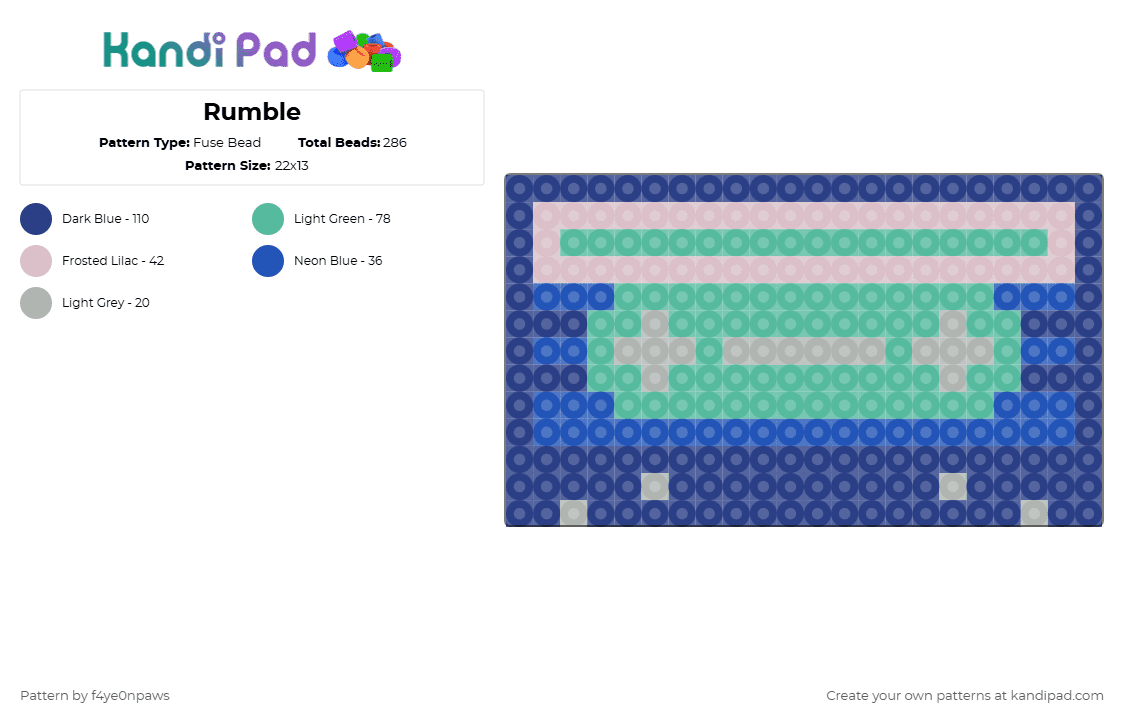 Rumble - Fuse Bead Pattern by s3r1al_d3s4gnati0n_n on Kandi Pad - blue,transformers,cassette