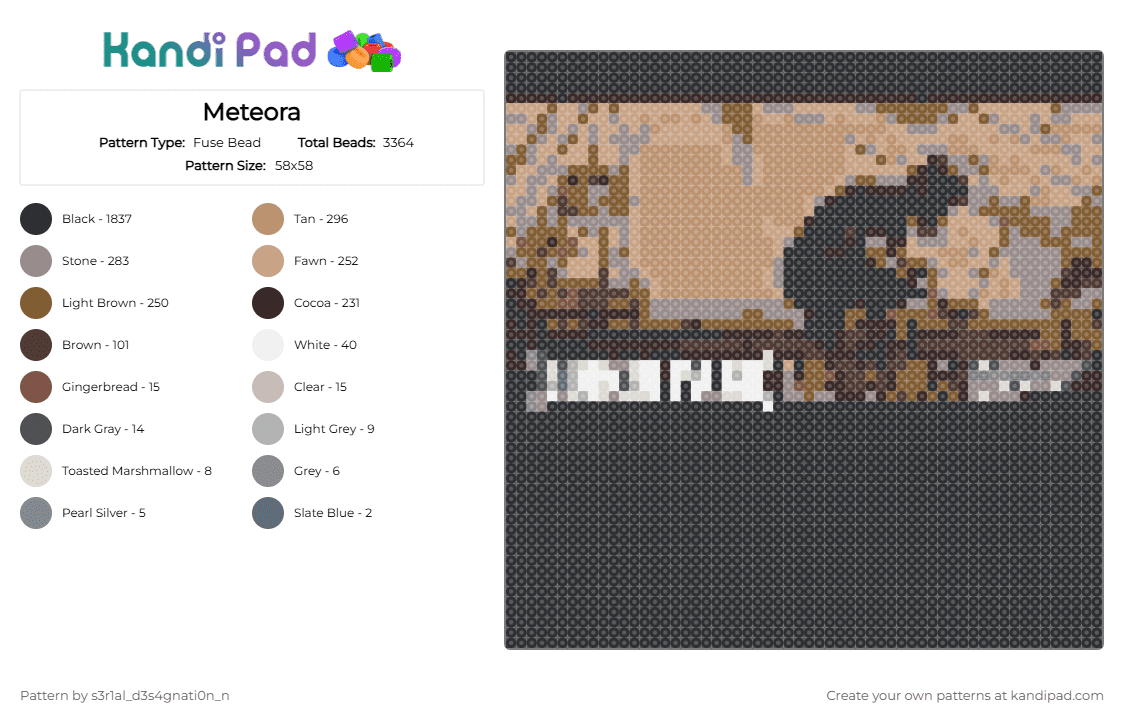 Meteora - Fuse Bead Pattern by shockwave on Kandi Pad - linkin park,nu metal,fuse bead