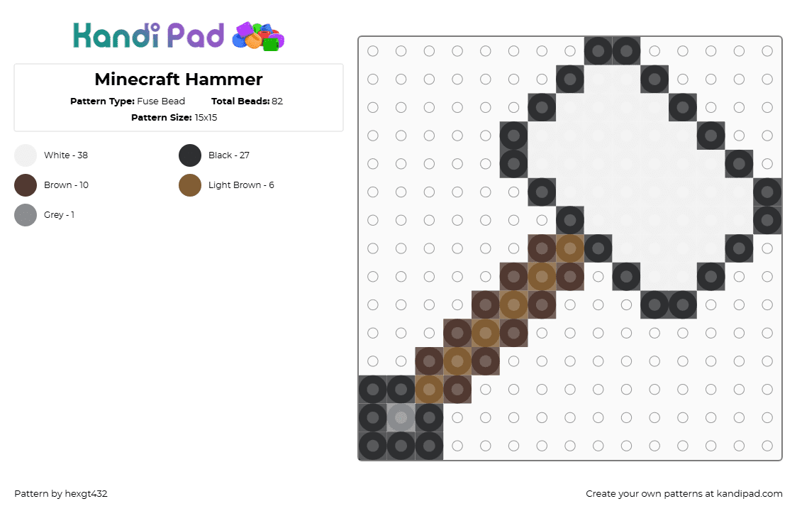 Minecraft Hammer - Fuse Bead Pattern by s3r1al_d3s4gnati0n_n on Kandi Pad - white,tan,brown