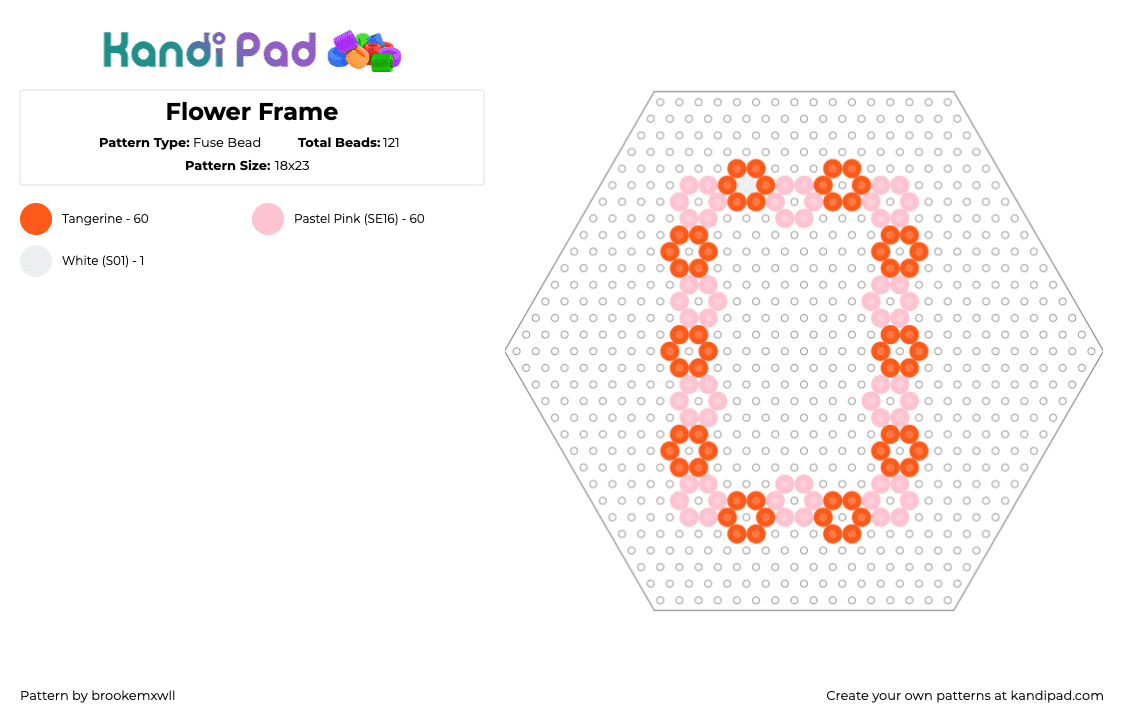 Flower Frame - Fuse Bead Pattern by brookemxwll on Kandi Pad - orange,pink