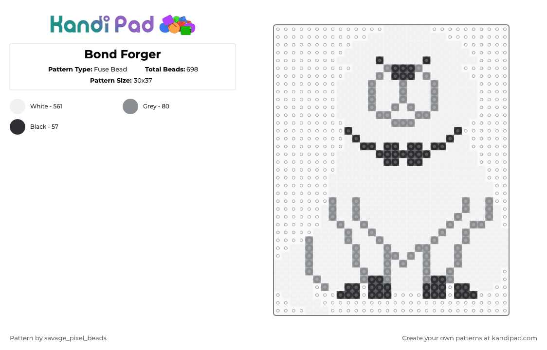 Bond Forger - Fuse Bead Pattern by savage_pixel_beads on Kandi Pad - white,anime,character,dog,spy x family,animal