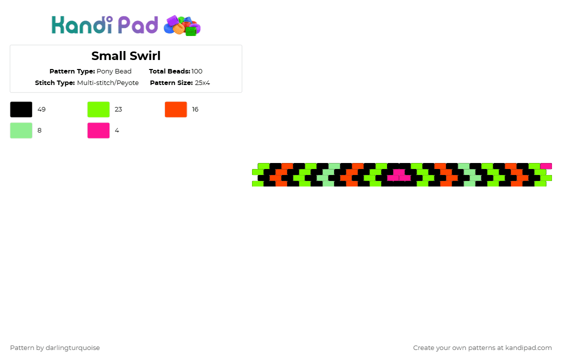 Small Swirl - Pony Bead Pattern by darlingturquoise on Kandi Pad - green,red