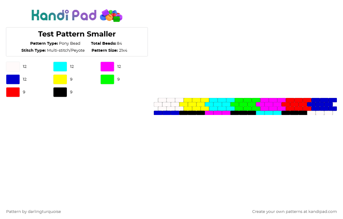 Test Pattern Smaller - Pony Bead Pattern by darlingturquoise on Kandi Pad - light blue,pink,purple