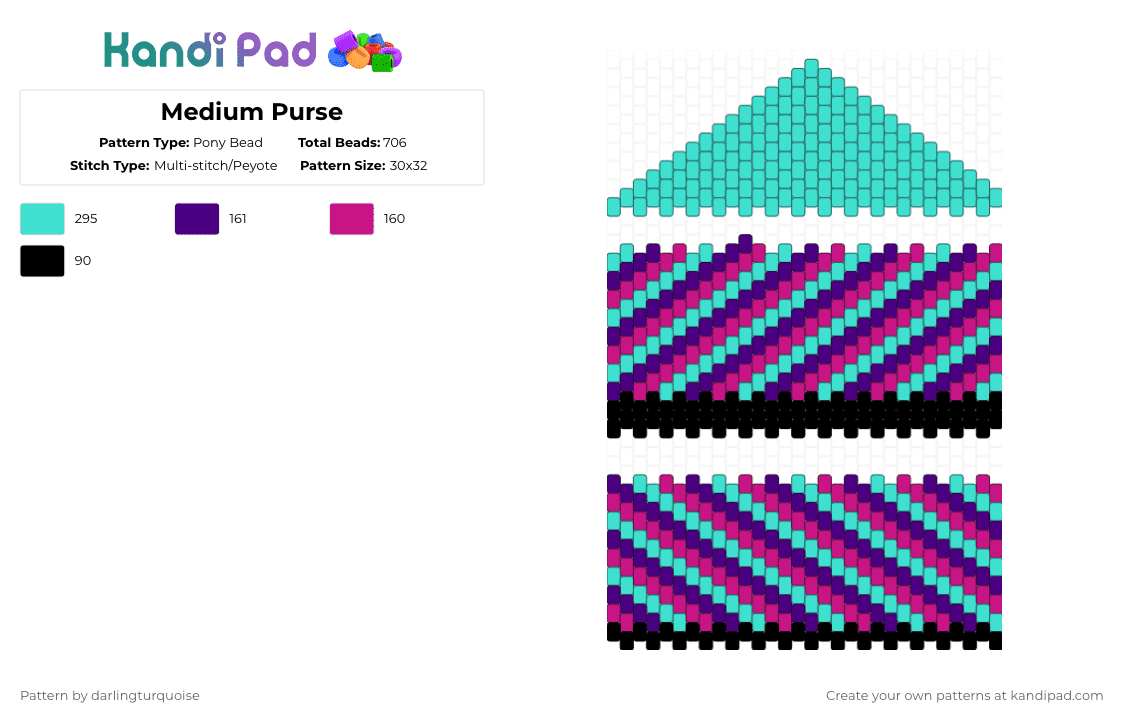 Medium Purse - Pony Bead Pattern by darlingturquoise on Kandi Pad - light blue