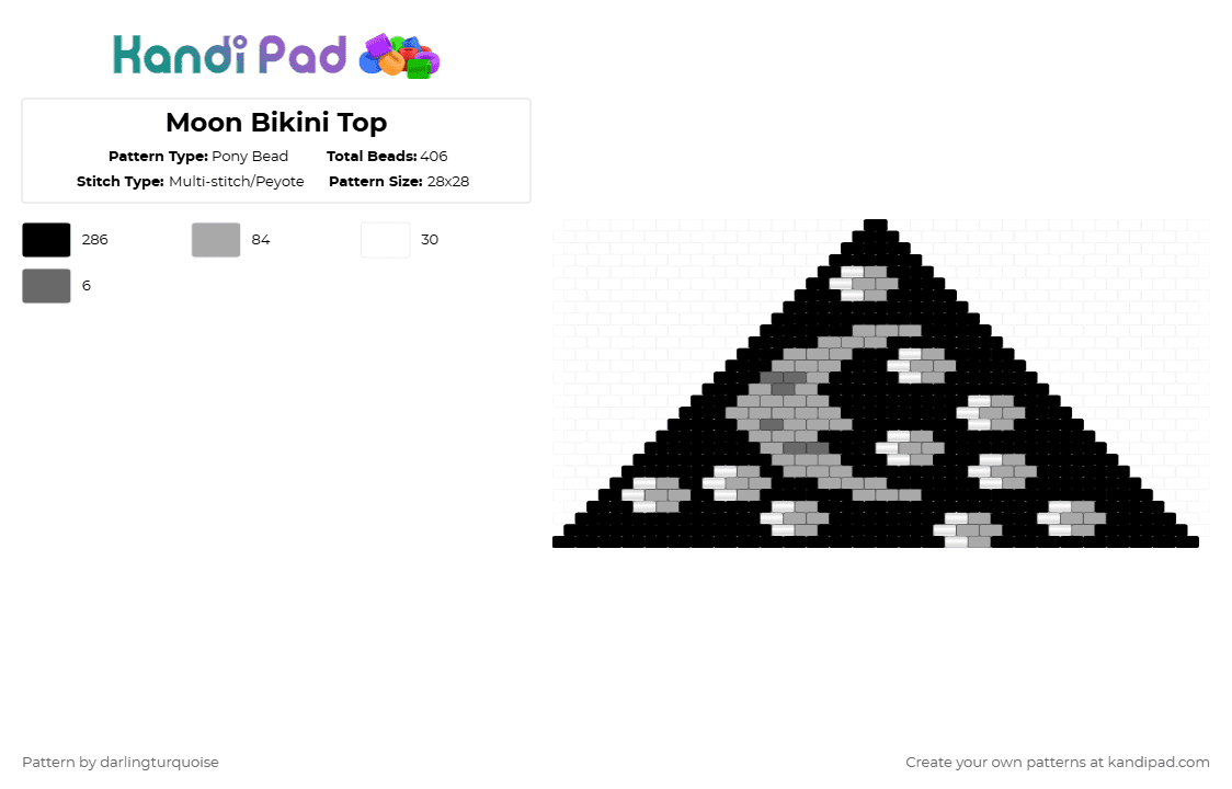 Moon Bikini Top - Pony Bead Pattern by darlingturquoise on Kandi Pad - black,beige