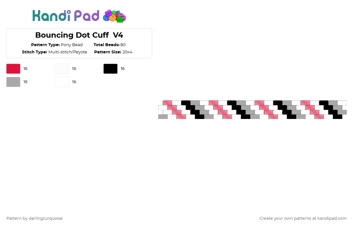 Striped Cuff - Pony Bead Pattern by darlingturquoise on Kandi Pad - red,beige