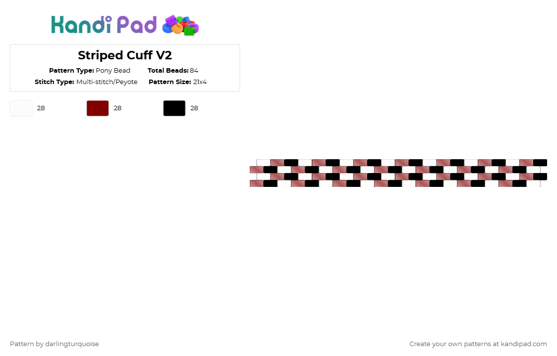 Checkered Cuff - Pony Bead Pattern by darlingturquoise on Kandi Pad - white,brown