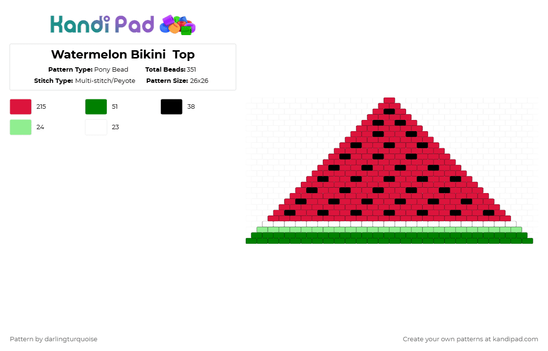 Watermelon Bikini  Top - Pony Bead Pattern by darlingturquoise on Kandi Pad - red