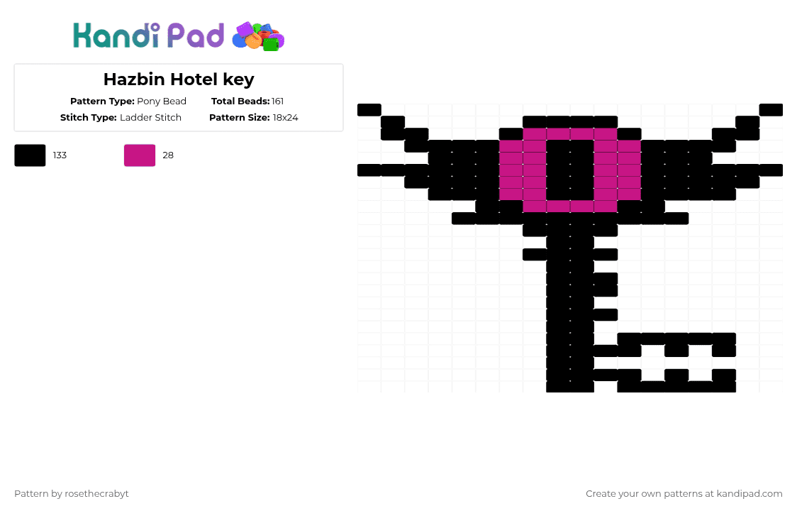 Hazbin Hotel key - Pony Bead Pattern by rosethecrabyt on Kandi Pad - 