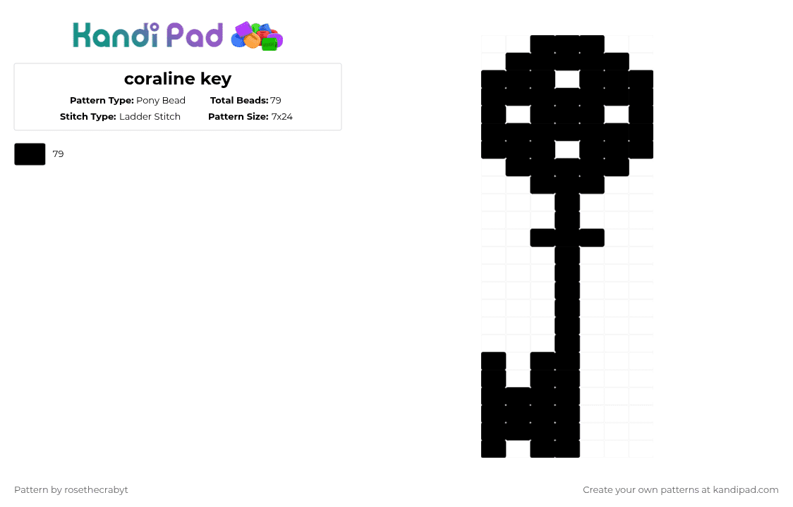 coraline key - Pony Bead Pattern by rosethecrabyt on Kandi Pad - 