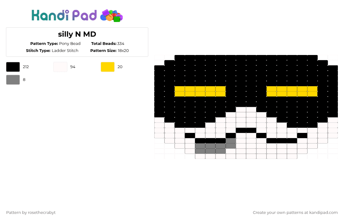 silly N MD - Pony Bead Pattern by rosethecrabyt on Kandi Pad - black,white,yellow,gray,murderdrones