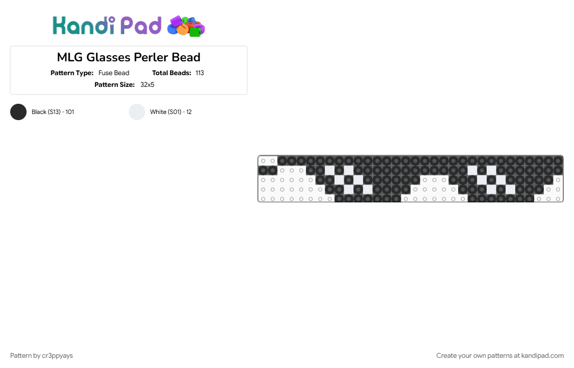 MLG Glasses Perler Bead - Fuse Bead Pattern by cr3ppyays on Kandi Pad - 2000s, black, cool, epic, internet, kandipatterns, mlg, perler bead, rave
