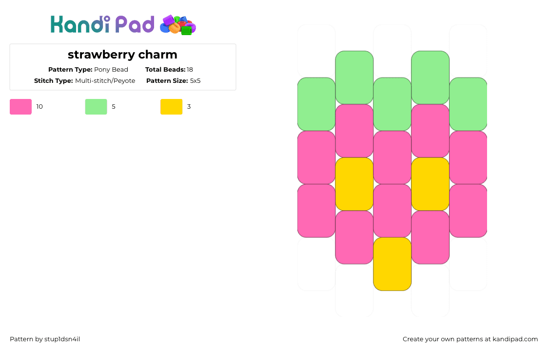 strawberry charm - Pony Bead Pattern by stup1dsn4il on Kandi Pad - pink