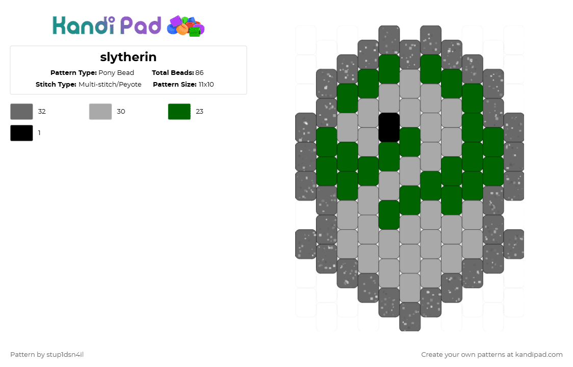 slytherin - Pony Bead Pattern by stup1dsn4il on Kandi Pad - gray,beige