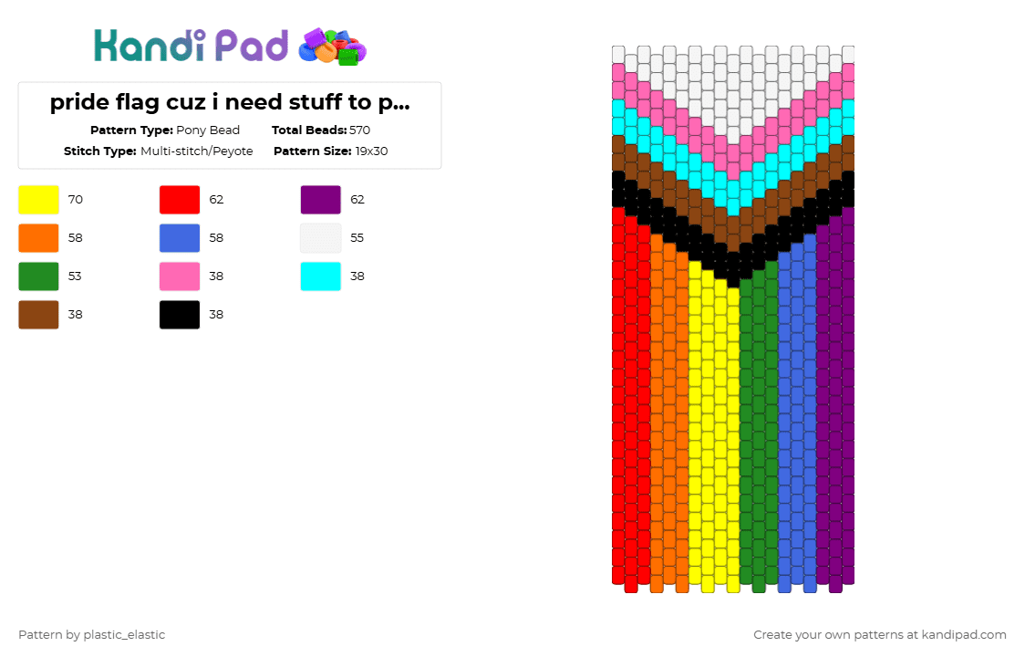 pride flag cuz i need stuff to put on my wall :) - Pony Bead Pattern by deleted_user_146717 on Kandi Pad - pink,red,yellow