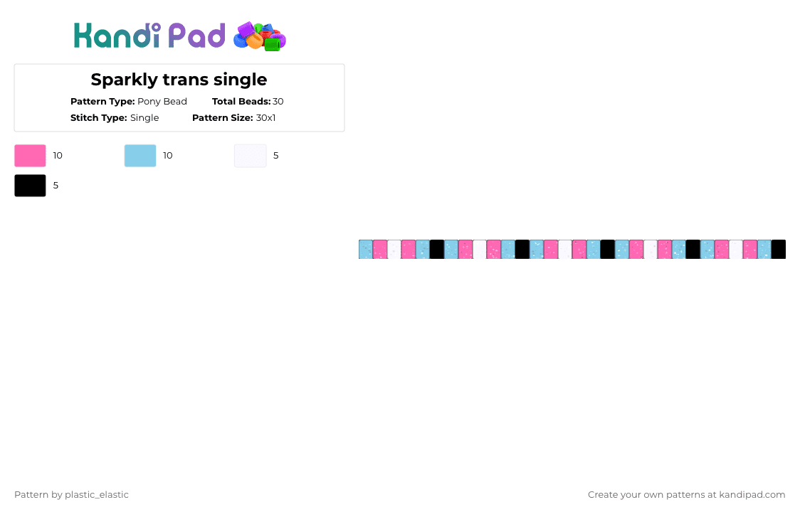 Sparkly trans single - Pony Bead Pattern by deleted_user_146717 on Kandi Pad - pink,light blue