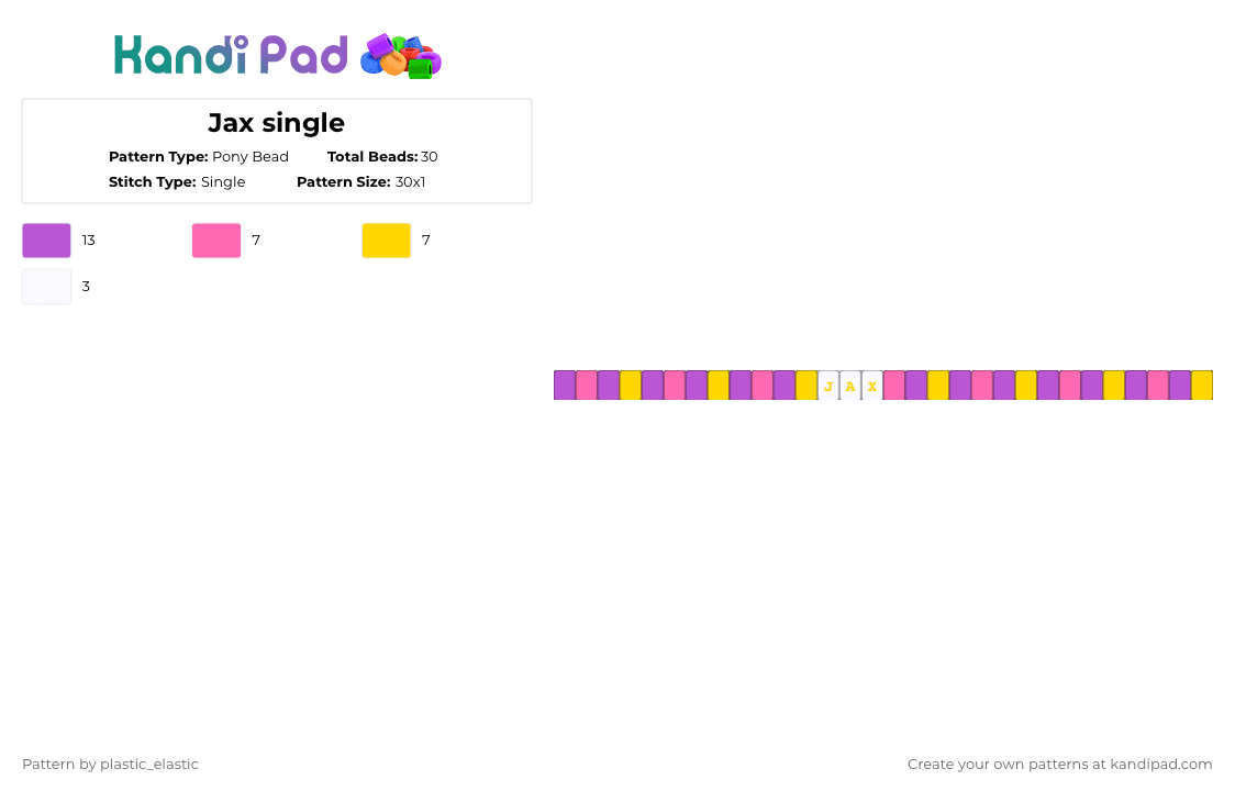 Jax single - Pony Bead Pattern by deleted_user_146717 on Kandi Pad - pink,tadc