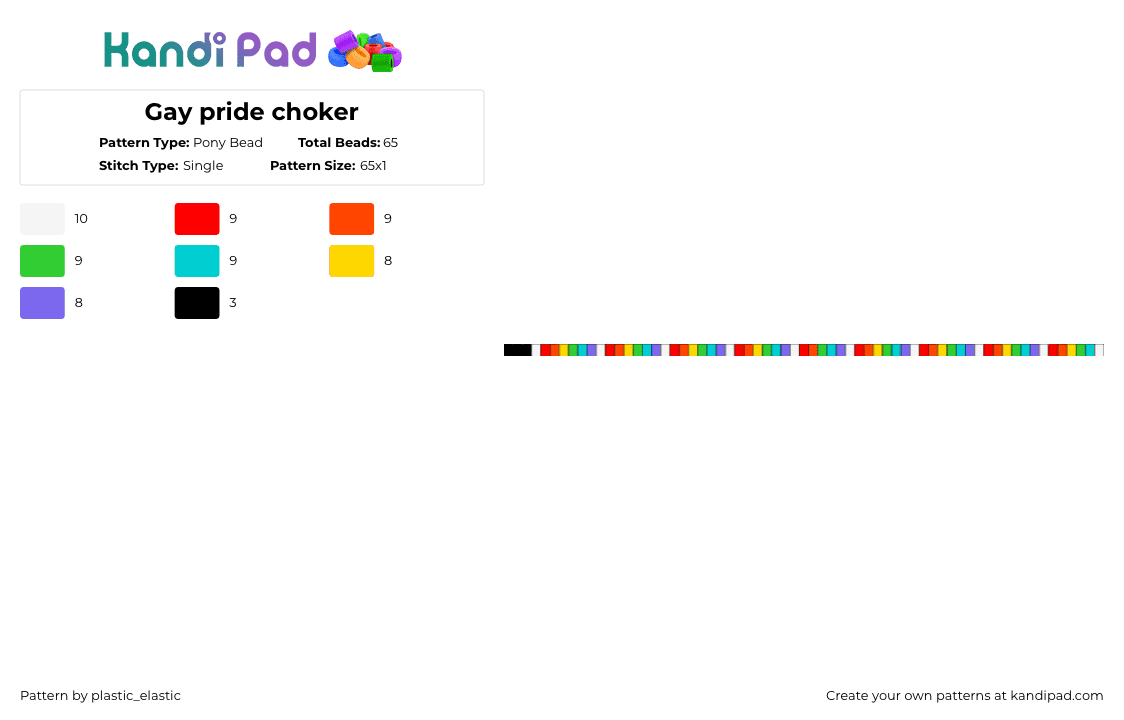 Gay pride choker - Pony Bead Pattern by deleted_user_146717 on Kandi Pad - red,pride,lqbtq