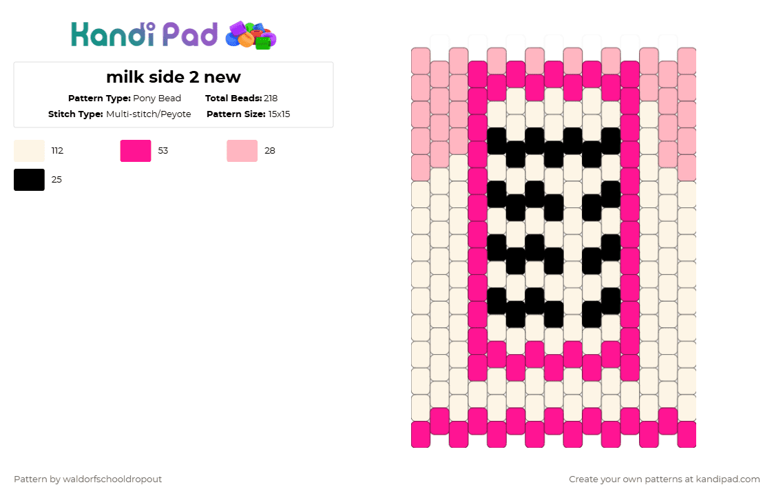 milk side 2 new - Pony Bead Pattern by waldorfschooldropout on Kandi Pad - pink,white