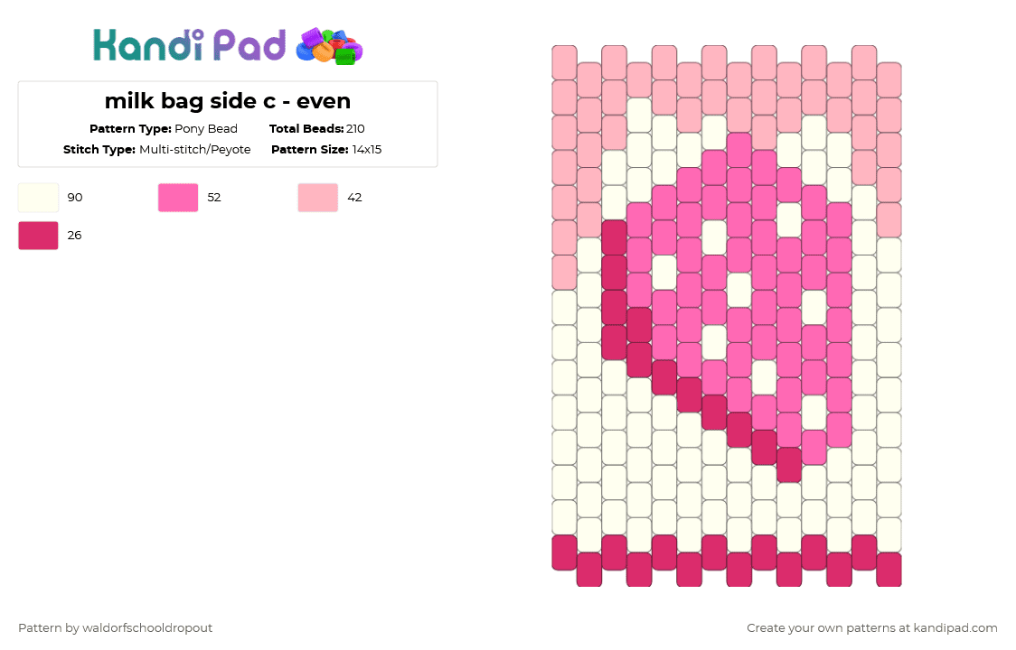 milk bag side c - even - Pony Bead Pattern by waldorfschooldropout on Kandi Pad - pink,white
