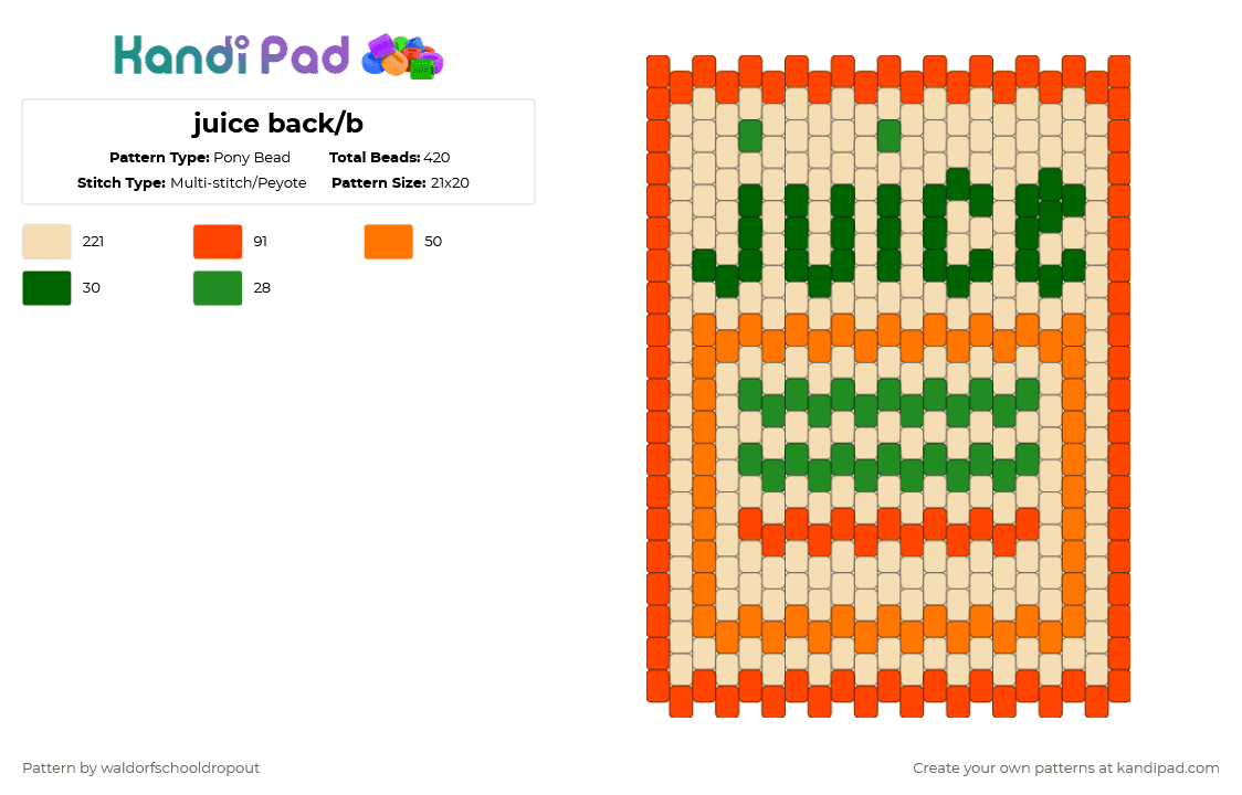 juice back/b - Pony Bead Pattern by waldorfschooldropout on Kandi Pad - beige