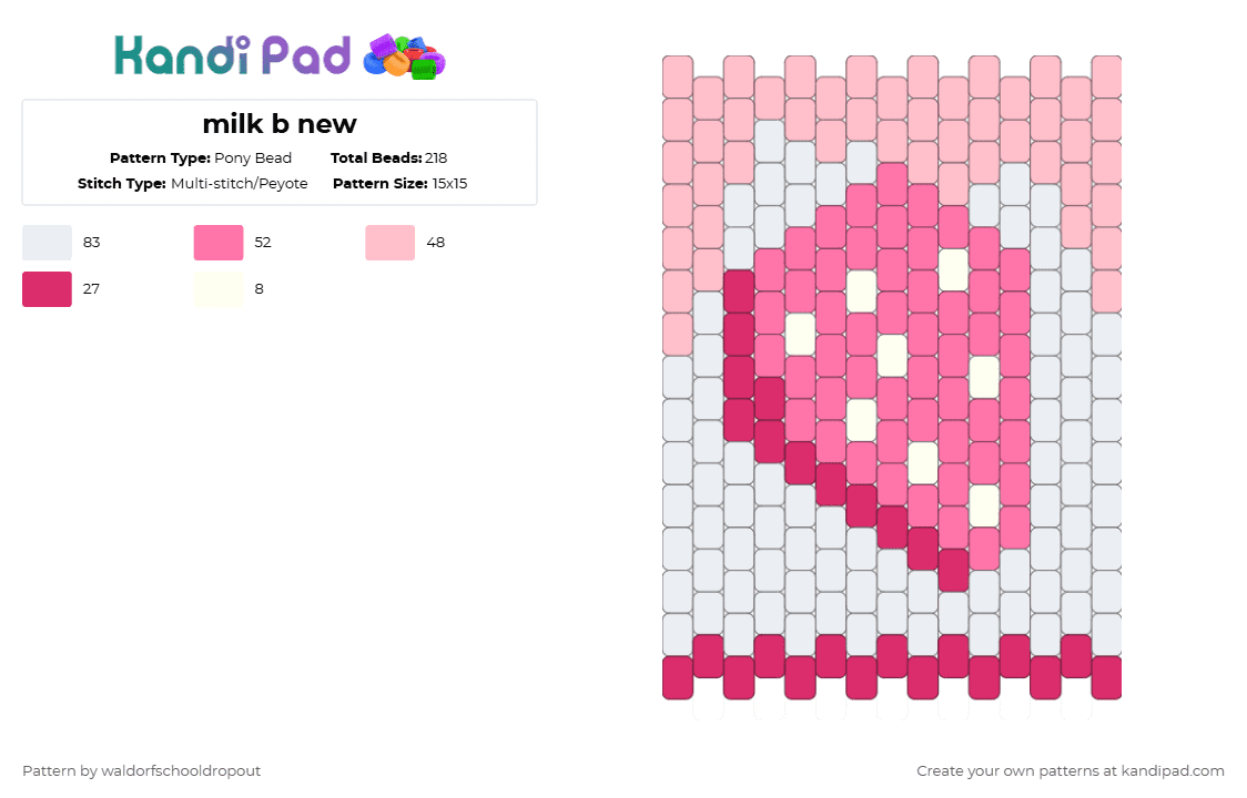 milk b new - Pony Bead Pattern by waldorfschooldropout on Kandi Pad - pink,white