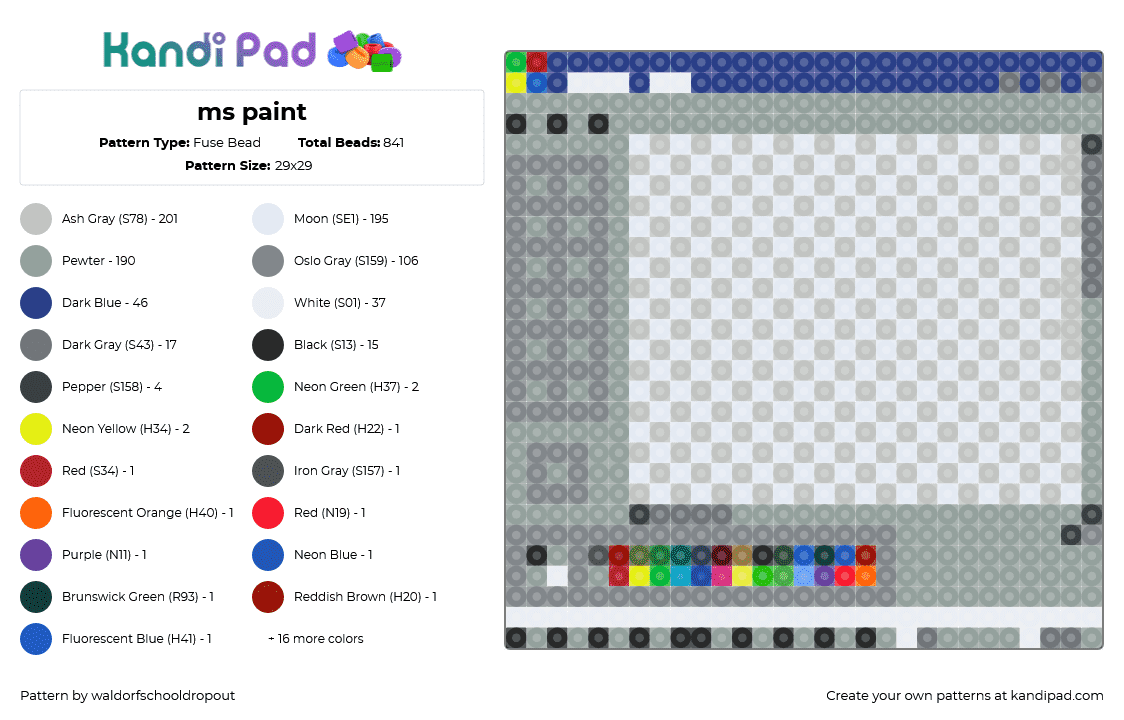 ms paint - Fuse Bead Pattern by waldorfschooldropout on Kandi Pad - gray,blue,beige