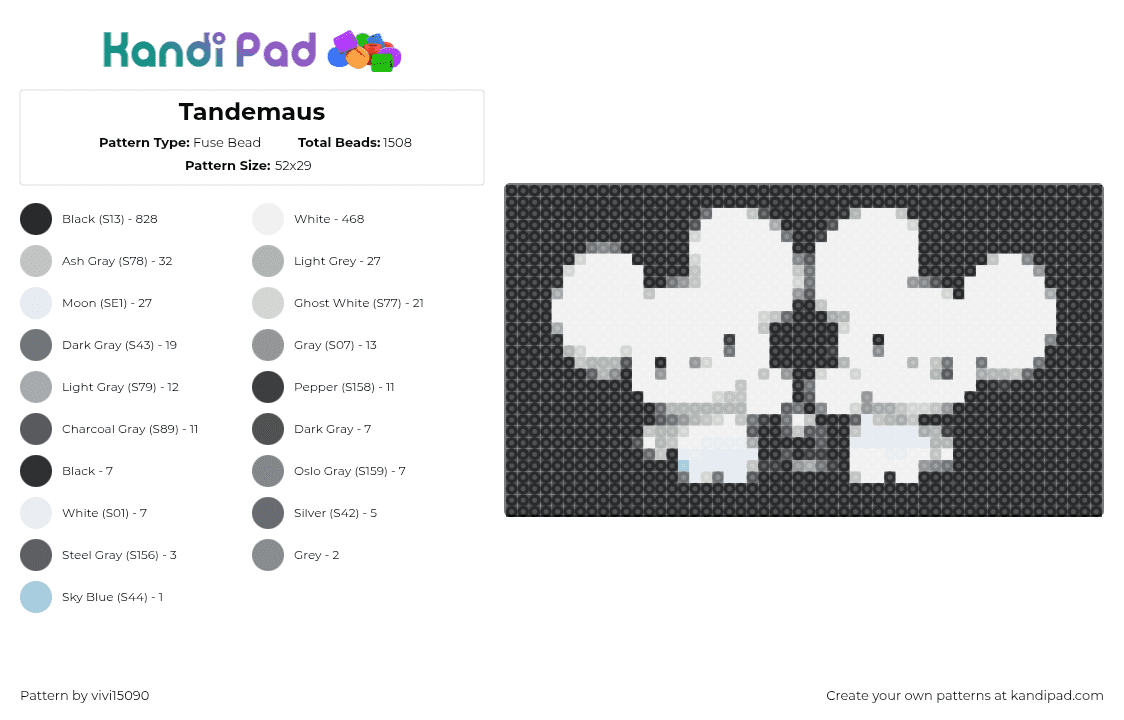 Tandemaus - Fuse Bead Pattern by vivi15090 on Kandi Pad - 