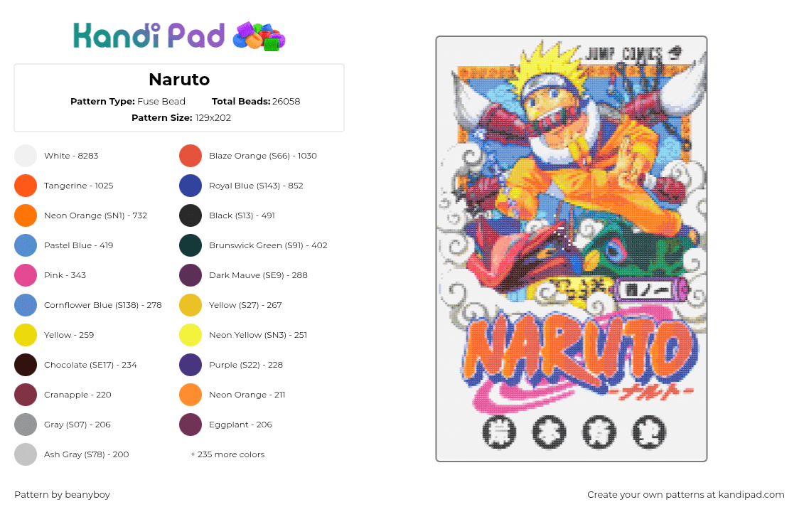 Naruto - Fuse Bead Pattern by beanyboy on Kandi Pad - 