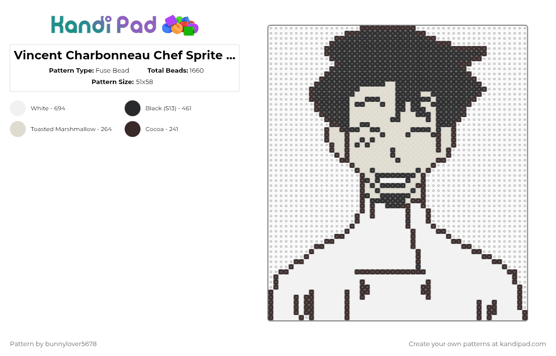 Vincent Charbonneau Chef Sprite 14 (Dead Plate) - Fuse Bead Pattern by bunnylover5678 on Kandi Pad - brown,beige,france,lemons,dead plate,vincent,vincent charbonneau,cannibalism,chef,studio investigrave