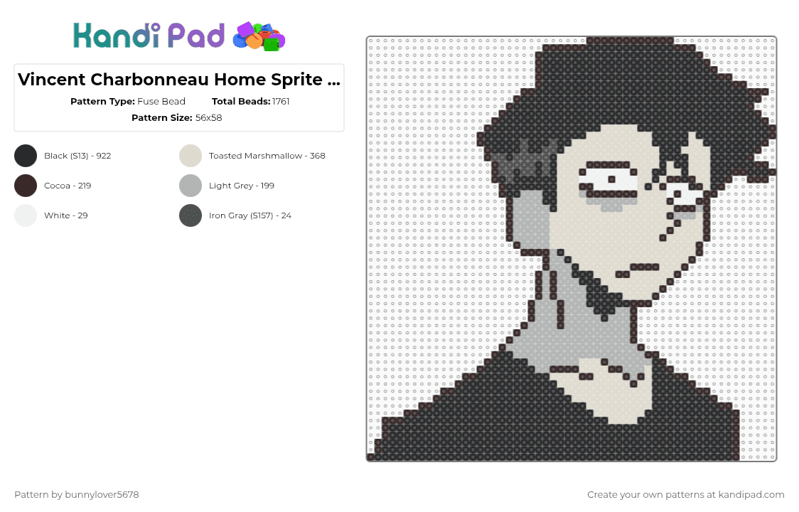 Vincent Charbonneau Home Sprite 10 (Dead Plate) - Fuse Bead Pattern by bunnylover5678 on Kandi Pad - black,beige,vincent charbonneau,vincent,dead plate,studio investigrave,cannibalism,lemons,france,charbonneau