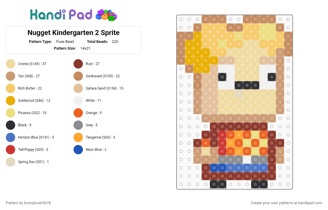 Nugget Kindergarten 2 Sprite - Fuse Bead Pattern by bunnylover5678 on Kandi Pad - red,yellow,beige,kindergarten,kindergarten 2,kindergarten 1,nugget,indie game,kindergarten series,nuggets of friendship,friend