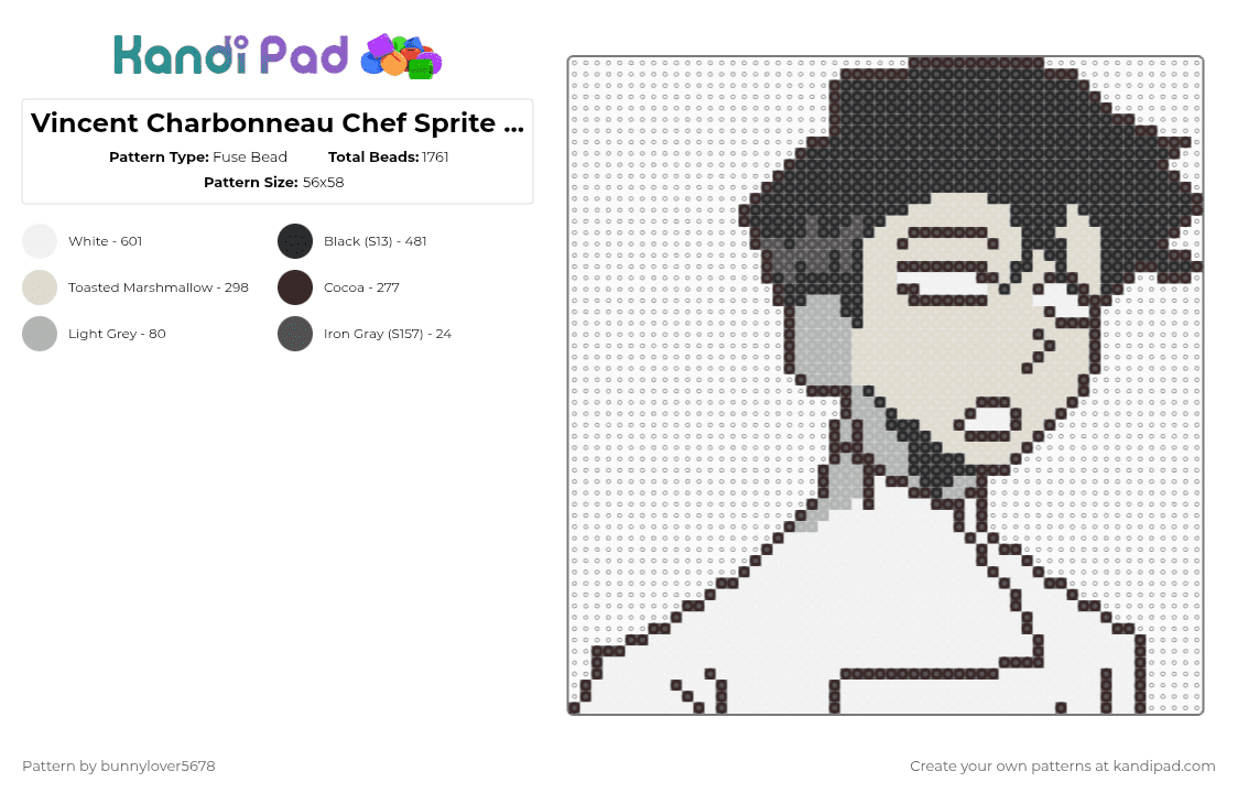 Vincent Charbonneau Chef Sprite 8 (Dead Plate) - Fuse Bead Pattern by bunnylover5678 on Kandi Pad - brown,beige,vincent,lemons,dead plate,vincent charbonneau,france,cannibalism,studio investigrave,charbonneau