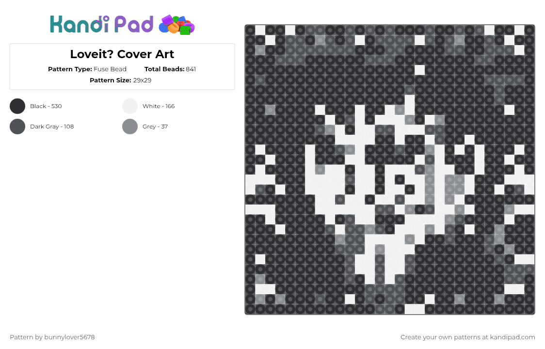 Loveit? Cover Art - Fuse Bead Pattern by bunnylover5678 on Kandi Pad - music,cover art,jpop